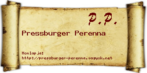 Pressburger Perenna névjegykártya